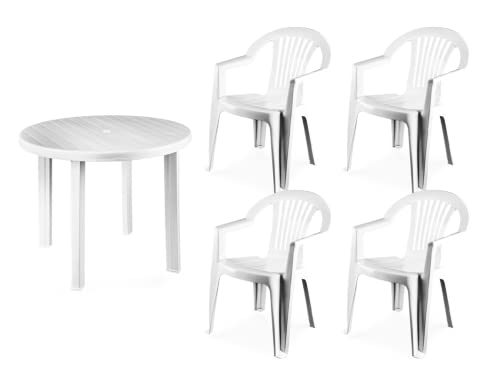 Dekohome Pack Mesa y 4 Sillas de Plastico
