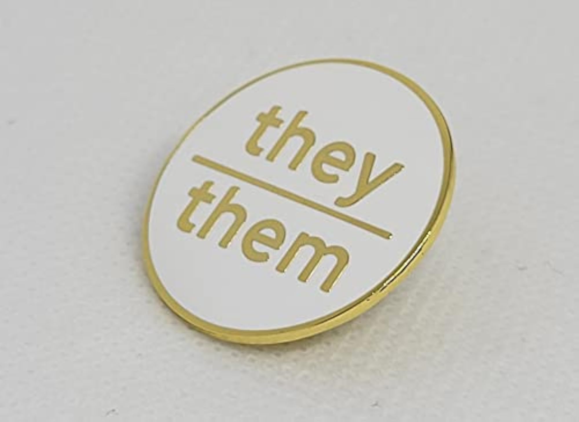 They Them Pronoun Pin, Gold Finish