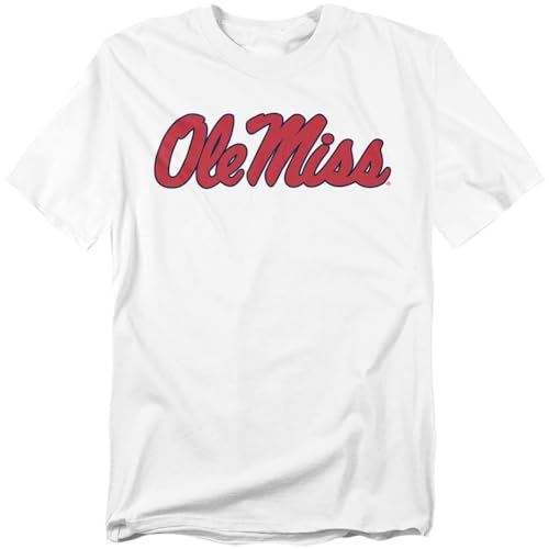 University of Mississippi Ole Miss Official Stacked Unisex Adult T-Shirt White X-Large