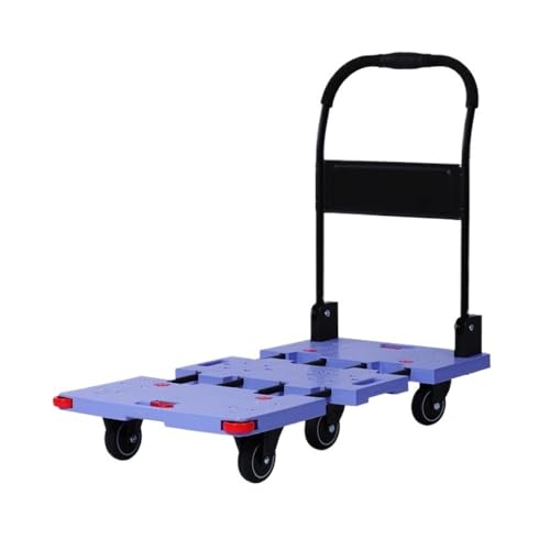 ZENGXJYCQINGJIANG プラットフォームトラック フラットベッドトロリー サイレントトランスポーター プッシュトラック 折りたたみトロリー プルトラック トレーラー 倉庫 倉庫 移動トラック(パープル)