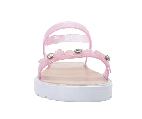 Image of bebe Girl's Flat Sandals - PCU Sandals with Flower, Bow, and Rhinestone Details for Toddler /Little Kid /Big Kid