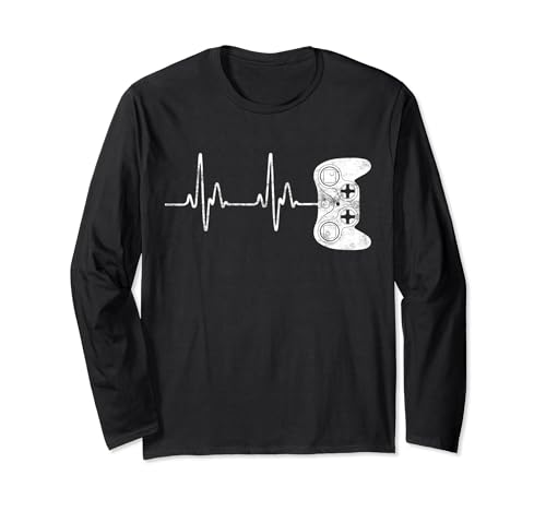 Gamer Heartbeat Long Sleeve Video Game Lover Gift Shirt Long Sleeve T-Shirt