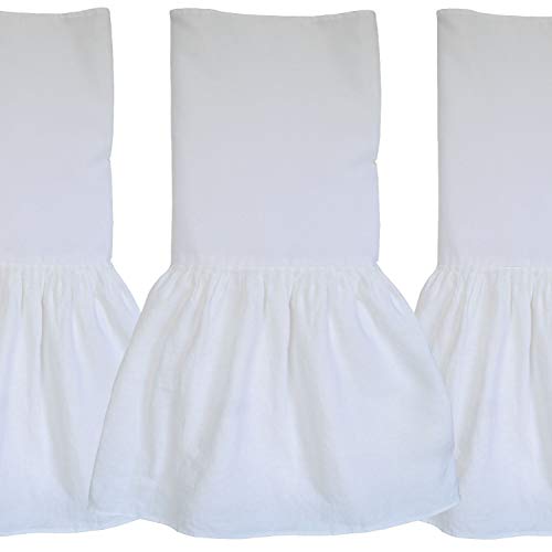 16 inch Drop Washed 100 Pure White Natural Linen Bedskirt Queen size Easy Fit Detachable 3pc Fancy Bed Skirt Set Multiruffle Pleated Bedskirts Adjustable Gathered Dust Ruffled Heavy Belgian Linene