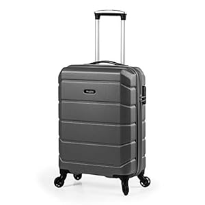 SULEMA Valise de Cabine 55 x 40 x 20 cm Taille maximale Ryanair/Petite Valise Rigide en ABS Trolley Bagage à Main léger avec 4 Roues pivotantes, Bleu, 55x40x20cm (Gris)