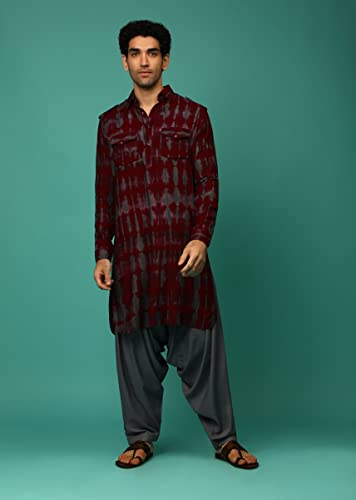 Elina fashion Men's Indian Printed Rayon Pathani Kurta Salwar Stitched Readymade Set2
