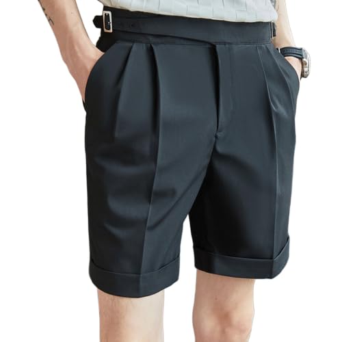 Short chino d'été pour homme coupe ajustée et plissée