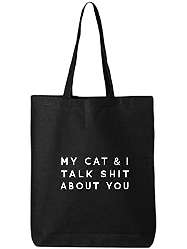 Image of zerogravitee My Cat & I Talk About You Cotton Canvas Tote Bag