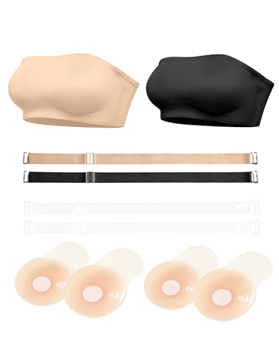 Image of DEANGELMON Strapless Bras for Women Non-Slip Silicone Bandeau Seamless Tube Top Bralette Comfy Non Padded Stretchy Stylish