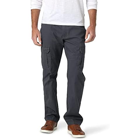 Wrangler Authentics Men's Relaxed Fit Stretch Cargo Pant Casual, Anthracite Twill, 38W x 32L Cover