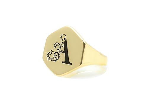 Chevalière or lettre gravée avec initiales personnalisables pour homme et femme