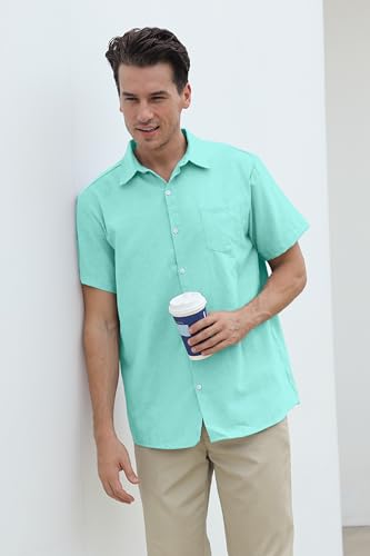 Image of SANGTREE Summer Button Down Shirts Cottn Tops for Men Women Boy Girl