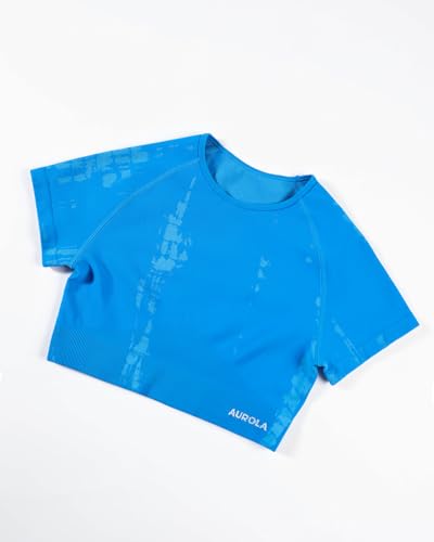 Image of AUROLA Serpent Snake Seamless Workout T-Shirts for Women,Short Sleeve Crop Top Gym Yoga Athletic Shirts Tee