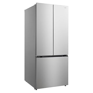 Avanti French Door Refrigerator with Bottom Freezer 30-Inch Wideâ€‹, Frost Free Technology, Large Capacity with Adjustable Shelves, Door Bins & Crisper Drawers, 17.5 Cu.Ft., Stainless Steel
