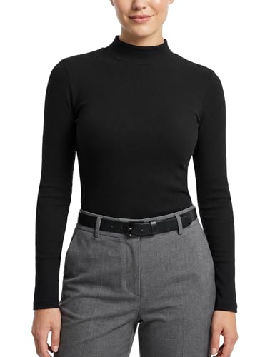 Zengjo Mock Neck Long Sleeve Tops for Women(Black,XS) at Amazon