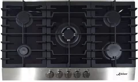 Kaiser KCG 9386 Table de cuisson à gaz 90 cm Autonome,Table de cuisson à gaz, gaz sur verre noir, vitrocéramique,5 brûleurs de haute qualité,3,8 kW Wok,table de cuisson à gaz,verre noir