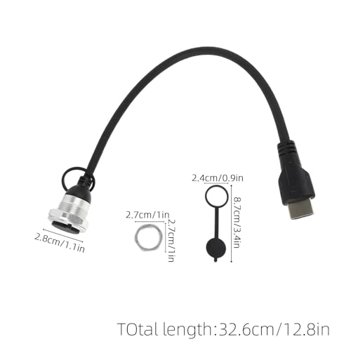 Cable de extensión de vídeo de 1 metro con conector de montaje en panel negro para pantallas AV 2