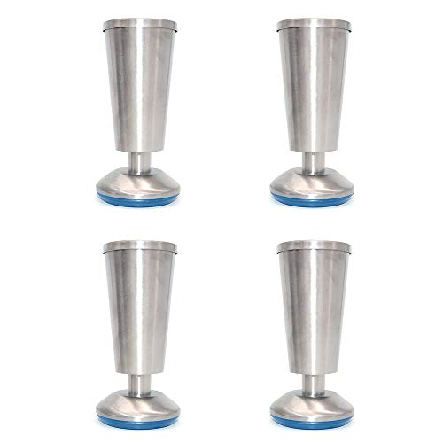 NUZAMAS Juego de 4 patas de armario para cocina, con forma de taza, 120mm de alto, para barra de desayuno, patas de mesa de escritorio, patas de muebles, acero inoxidable, altura ajustable de 0 a 5mm