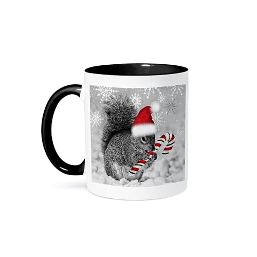 3dRose-This-Cute-Christmas-Squirrel-Has-A-Candy-Cane-and-A-Santa-Hat-in-The-Snow-Covered-Winter-Landscape-Two-Tone-Black-Mug-11-oz-BlackWhitemug1501774