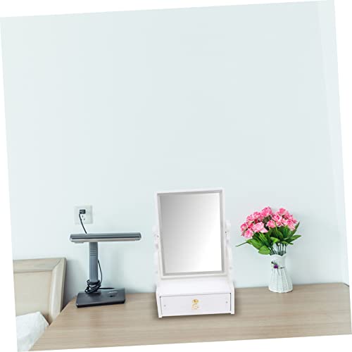 Espejo de maquillaje de escritorio con cajón Beaupretty miniatura 7