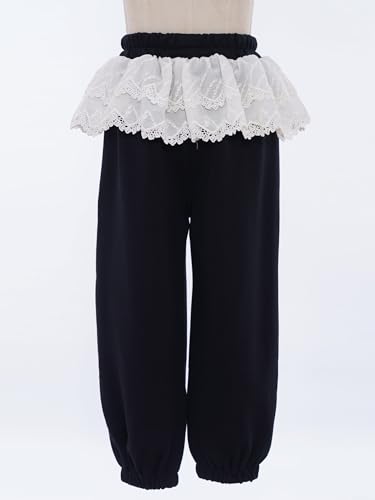 Kids Girls Cotton Sweatpants Cute Bow Lace Athletic Pants Casual Baggy Jogger Trousers with Pockets4