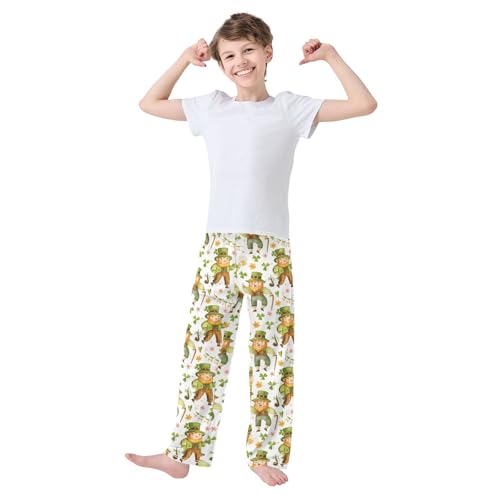 Lovely Leprechaun Clover Boys Long Pants Soft Trousers Elastic Waist Kids Lounge Bottoms with Pockets S-XL2