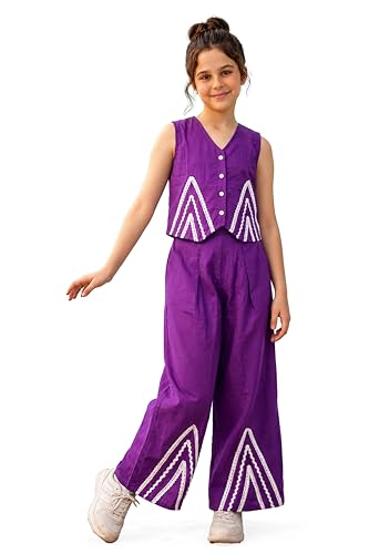 Image of Fashion Dream Girls Cotton Blend Embroidered Co-Ord Set|Coord Set|Combo Set|Kids Clothes for Girls