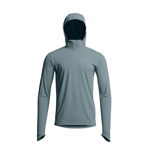 SITKA Radiant Sun Hoodie - Lightweight Sun Protection Mens Sweatshirt, Gravel Blue, Small