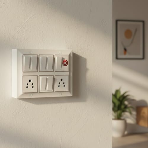 Image of A1 LED 12 Modular Gang Box Switch Board with 7 Switches, 2 Socket & Indicator | Wall Mounted Electrical Panel for Home, Kitchen, Office | Heavy Duty Shockproof Durable Design