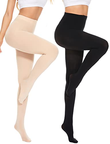 Image of DUCMODA Womens 80 Denier Opaque Tights, Women's Soft Solid Color Footed Pantyhose, High Waist Stocking with 30+ Colors