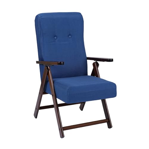 Liberoshopping Poltrona in legno e tessuto imbottito reclinabile 4 Posizioni per casa soggiorno - MOLISANA (Blu tinta unita)