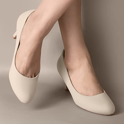Ankis Nude Pumps for Women, Comfortable Low Heel Women Pumps Closed Round Toe Dress Shoes for Work Office Wedding Party Prom, 2.5 Inch2
