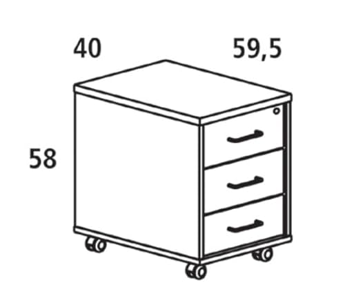 Rocada | Cajonera Oficina con Ruedas | 40x59,5x58 cm | Cajonera Madera con Cerradura | Mueble Auxiliar para Oficina con 3 cajones | Color Gris/Blanco - imagen 2