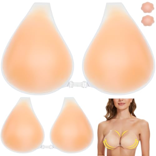 Sticky Bras for Women 2 Pairs Adhesive Bra Lift Invisible Silicone Backless Strapless Bra with 2PCS Nipple Covers