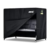 AWNIC 3 Seater Garden Swing Seat Cover Waterproof, 420D Swing Chair Covers Windproof Anti-UV Heavy Duty Fabric Large Outdoor Garden Hammock Cover with Zips 210x125x170cm Black