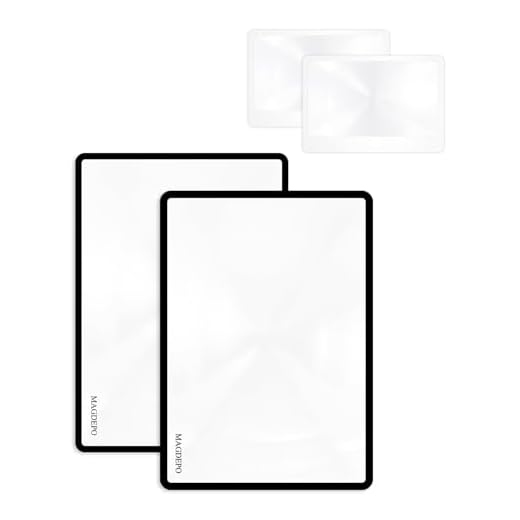 MagDepo Page Magnifying Sheet 3X PVC Lightweight Fresnel Lens with 2 Bonus Card Magnifiers, Magnifying Glass for Reading Small Patterns, Maps and Books