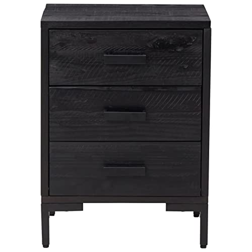Table de chevet noir 40x30x55 cm table de nuit en bois massif - 5