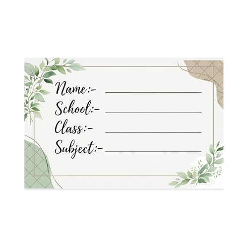 Image of School Notebook Name Labels, 3x2 Inch, Floral Design, Waterproof Self-Adhesive Student Name Tags for Books & Notebooks, Pack of 10