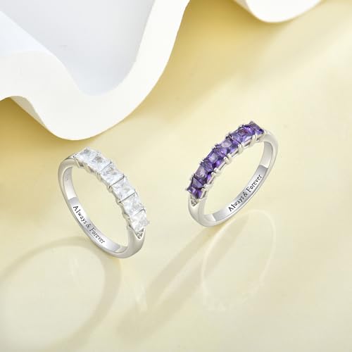 YL Stackable Ring for Women 925 Sterling Silver Eternity Rings Princess Cut Birthstone Wedding Band4