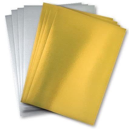 Gold & Silver Foil Sheets Pack of 10 Assorted for Cardmaking, Mixedmedia, Papercrafts, Cutart, Diecutting, Stamping, Scrapbooking, Pastel Colouring and Arts & Crafts