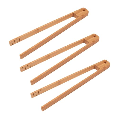 AJKQNMA 3er-Set Grillzangen aus Buchenholz (30 cm) Nachhaltige Küchenzangen mit Anti-Rutsch-Rillen Hitze- & Spülmaschinenfest
