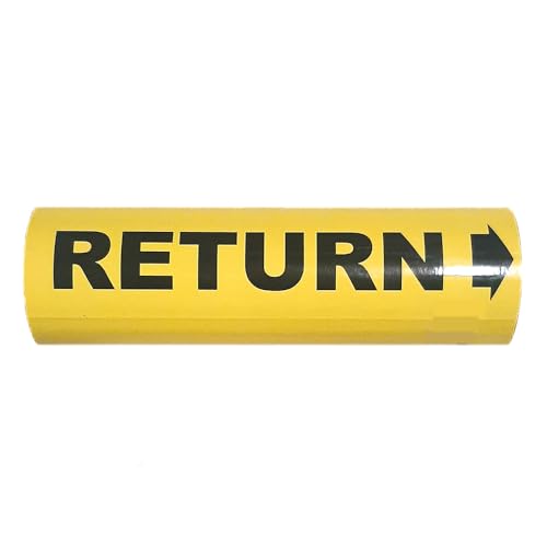 Industrial Pipe Marker Decals (25-Pack) Self-Adhesive Return + Arrow, Yellow/Black, Premium Vinyl, (12 INCHES X 5.5 INCHES) Return + Arrow