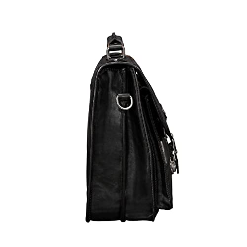 Image of Maxwell Scott - Mens Leather 17 inch Laptop Briefcase Satchel with Padded Strap - Made from Full Grain Hides - The Loreto Large