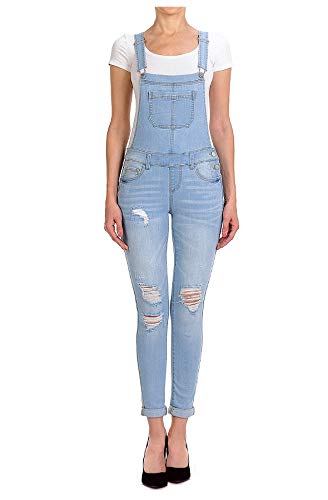 Women's Stretch Denim Skinny Slim Fit Overalls with Spandex