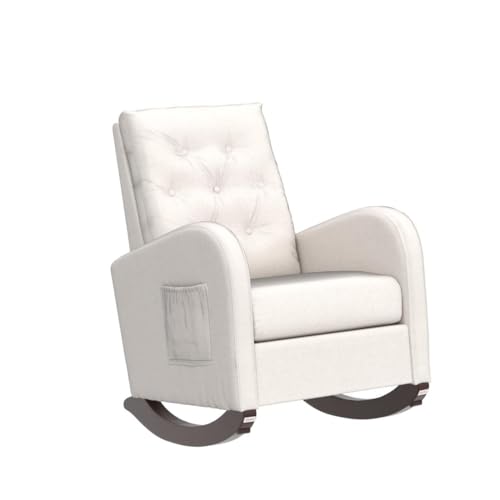 Rocking-Chair-ModernUpholstered-Glider-Rocker-Chair-for-NurseryComfy-Armchair-with-Side-Pocket-for-Living-Room-White Rocking Chair ModernUpholstered Glider Rocker Chair for NurseryComfy Armchair with Side Pocket for Living Room White