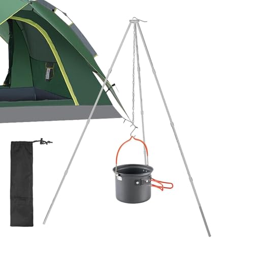 Support de cuisine de camping – Support de rangement pour trépied en d'aluminium, support de pot à suspendre rétractable | Supports de feu de camp en d'aluminium, léger, chaîne