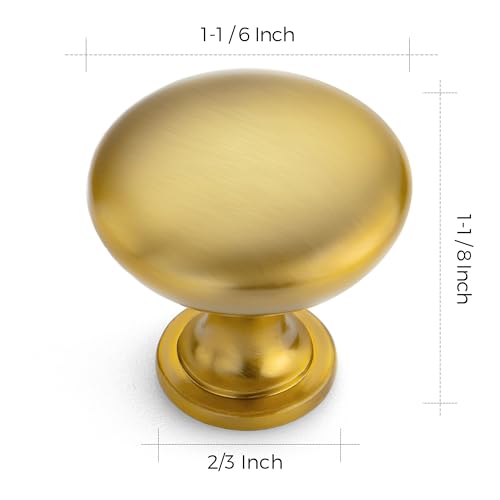 Image of Ravinte 20 Pack Gold Round Zinc Cabinet Brass Knobs for Kitchen Bathroom Closet Dresser Cabinets