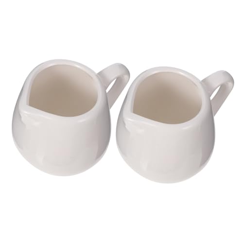 HOLIDYOYO 1set Sauce Spoon Kitchen Sauce Container Handle Dipping Bowls Gravy Sauce Boats Espresso Mugs Syrup Mini Milk Jugs Milk Frothing Cup Condiment Boats Sauce Cup Pourer Ceramics 2pcs