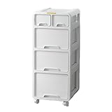 loyfreeyo デスクワゴン サイドワゴン キャビネット 収納 キャスター付き 引き出し A4対応 PP素材 スリム 大容量 文房具 書類 ファイル 小物収納 デスク下 机下 ファイルキャビネット サイドチェスト 移動便利 袖机 完成品 寝室 オフィス リビング (4段-高い77cm)