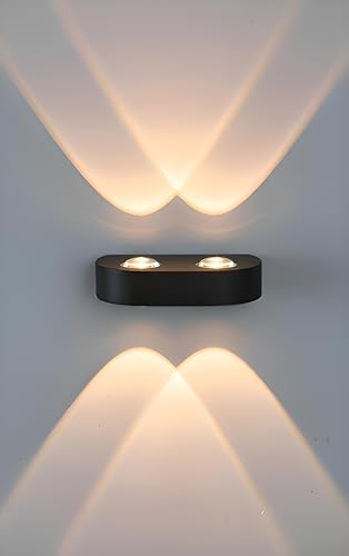Image of FILLISKA Ultra Slim LED Indoor /Outdoor Wall Light, IP-65 Rainproof & Shockproof Body. (Slim MattBlack 2up + 2down)(2 Year Warranty)