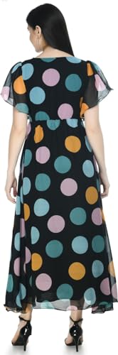 Image of Polka Printed Georgette Dress for Women